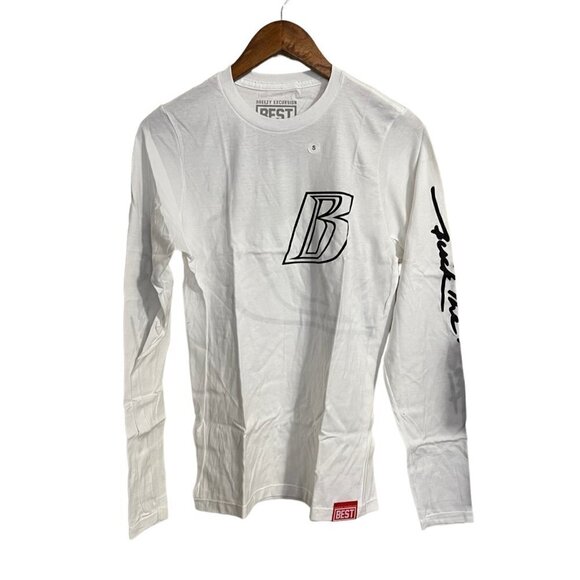 Breezy Excursion Mens NWOT White Long Sleeve B Graphic T-Shirt Size Small - Picture 2 of 8